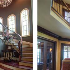 Before and After European plaster and glaze walls wood glazed trim and faux gold leaf mural downstairs